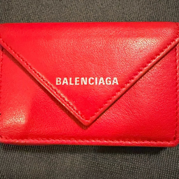 Balenciaga Handbags - Balenciaga Red Leather Papier Wallet